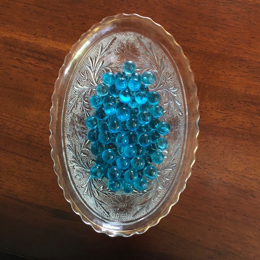 Vintage Blue Glass Vase Filler Marbles